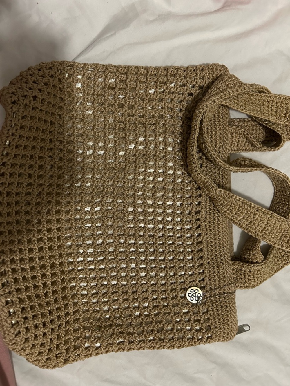 The Sak Crochet Mesh Tote in Tan